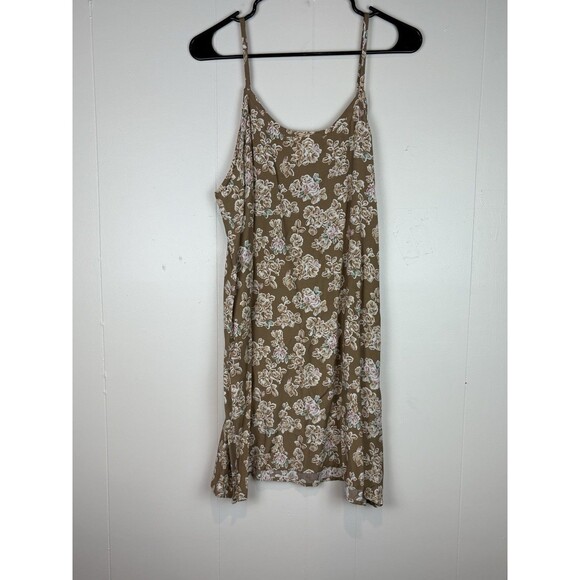 Vintage Y2K 1990s 2000s Jonathan Martin Brown Floral Minidress Dress, Large - Picture 6 of 10